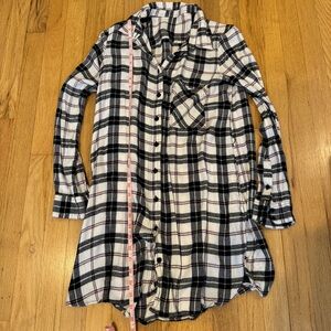 Black and White Plaid Button-Up Shirt Dress